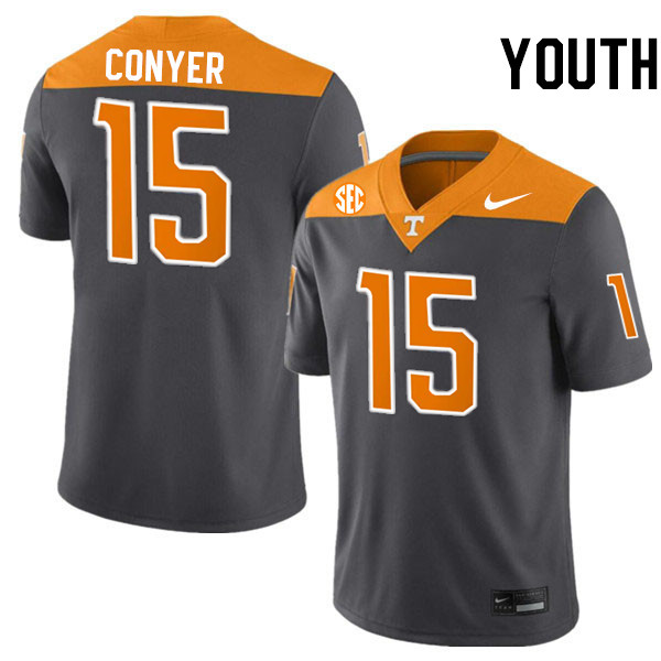 Youth #15 Cristian Conyer Tennessee Volunteers College Football Jerseys Stitched-Anthracite